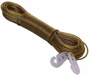 Wan zhang PVC Coated Steel Anti-Rust Wire Rope Washing Line Clothesline with 2 Plastic Hooks - 1 Piece for for Drying/Hanging Clothes (20 Meter), Wet cloth ndry rope | McGarden Laundry Cast Iron, Plastic Clothesline