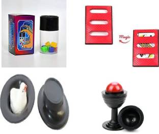 R.s.Magic Tricks Deluxe Magic Kits, (Set of 4 Items) DICE ATOMIZER, VANISHING CARD FRAME, EGG TO CHICKEN, BALL & VASE. Magic Tricks Magic Kit Gag Toy