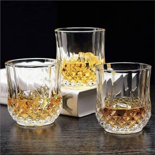 SWINGBYS (Pack of 6) Crystal Diamond Whiskey Glass | Unique Cool Whiskey Glasses Set for Scotch | Bourbon | Vodka | Liquor | Water Glass | Juice Glass | Wine Drink Glass | Crystal Glass | ( Set of 6 & 310 ml ) Glass Set Whisky Glass
