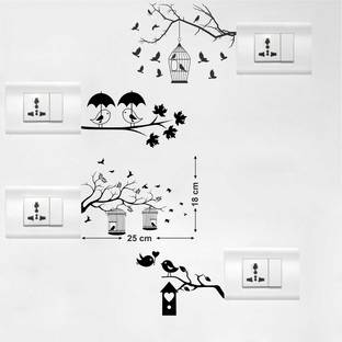 WALLDECORS 60.96 cm SPARROWS NEST SWITCH BOARD STICKER Self Adhesive Sticker