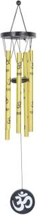 Varanasi Enterprises Feng shui metal wind chime 5 golden pipes with Om for positive energy large Aluminium Windchime