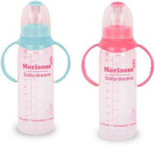 Morisons Baby Dreams Morisons Royal PP Bottle with handle-250ml-Pink & Green (Pack of 2) - 250 ml