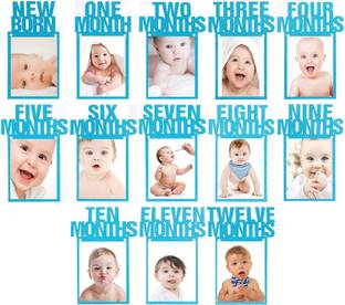Festiko 1st Birthday Baby Glittery Photo (Letter Blue) Banner