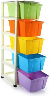 swiftmart Plastic 5 Layer Fordable Modular Drawer Organiser Multipurpose Boxes StorageRack Plastic Free Standing Chest of Drawers