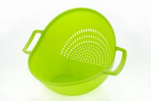 MECHON New Rice, Fruit, Vegetable Washing Bowl Strainer Colander (Green, Pack of 1) Collapsible Colander