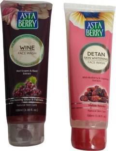 ASTABERRY Wine  & Detan Skin Whitening  - Pack of 2 Face Wash