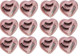 Elecsera False-Fake Eyelashes With Glue Set Natural (Pair of 12)
