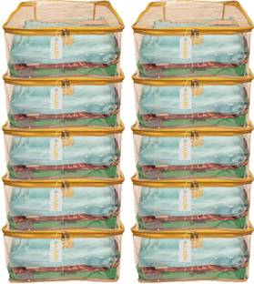 Ajabh High Quality Multipurpose Plain Transparent Saree/Garment Storage Bag (Pack Of 10) TPS00216