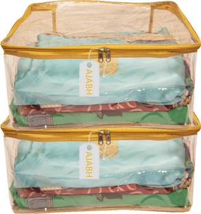 Ajabh High Quality Multipurpose Plain Transparent Saree/Garment Storage Bag (Pack Of 2) TPS00224