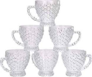 RIBBRO Pack of 6 Glass RB 0278 Crystal Clear Bubble Design Tea & Coffee Cup Set for Home Kitchen (210 ml, Set of 6)
