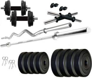STARX 32 kg PVC Weight 3Ft Curl Rod and 4Ft Straight Rod Home Gym Combo Home Gym Combo