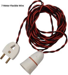 JELECTRICALS Hanging Bulb Holder with 2 Pin Plug and 7 Metre Flexible Wire Plastic Light Socket