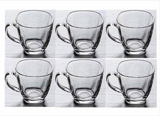 Retailio Pack of 6 Glass Crystal Clear Glass Tea Mugs