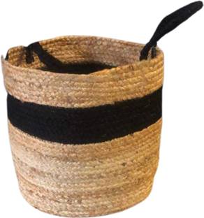 pepme Jute Plant Container - Jute Grow Bags for plants, Plant Container of Jute (Round Medium 10 inch Handle) Black Strip Plant Container Set