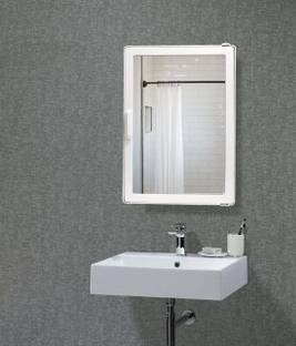 Burhani White Color SMALL SIZE High Quality ABS Plastic Full Mirror Bathroom / Medicine Storage Cabinet Acrylic Wall Shelf