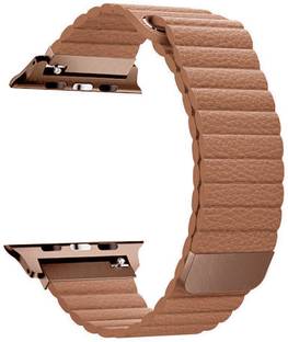 TINGTONG Adjustable Leather 42mm/44mm/45mm Band with Ultra Secure, Strong Magnetic Closure Saddle Brown Smart Watch Strap