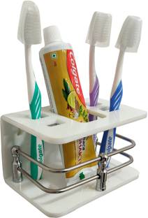 AVARON CHEM Toothbrush Holder Acrylic Past & Brush Holder Acrylic Toothbrush Holder Acrylic (White, Wall Mount) Apple brush holder Acrylic, Steel Toothbrush Holder