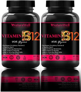 Naturewell B Complex Vitamins B12, B1, B2, B3, B5, B6, B7, B9, 120 Capsules (120N Maroon)