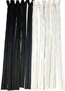 UNIQUE RETAIL 5 Black 5 white zips White, Black Nylon Invisible Zipper