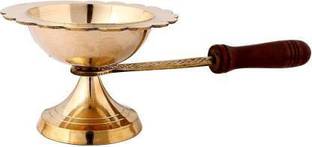 SHLINCO Brass Aarti Lamp/Dhoop Stand Brass Table Diya