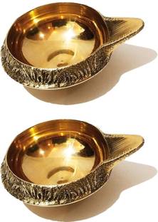 NAVYAKSH Brass Diya Set for Diwali Decoration | Gifts | Pooja Item Small Designer diyas Pack of 2 Brass (Pack of 2) Table Diya