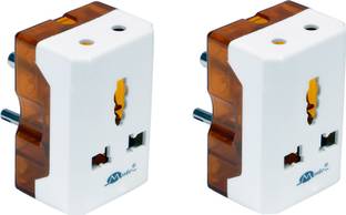 mute Travel Universal 6A -16A Electrical Multi Plug Adaptor Light to Power Electrical Socket (Pack of 2) Three Pin Plug