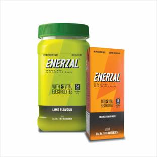Enerzal Energy Drink Powder 500 gm Lime Flavour Get 200ml Orange Flavor Tetra Pack Energy Drink