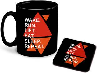 whats your kick Motivation Inspiration Printed Premium Black Ceramic Coffee With Coaster- Motivational, Gym, Yoga, Fitness, Sports, Game (Multi 3) Ceramic Coffee Mug