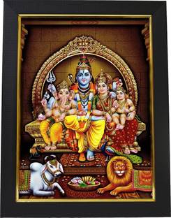101Temples Shiva kutumbam God Photo Frame Religious Frame