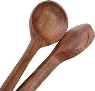 mediom handicrafts MEDIOM Handmade Wooden Serving and Cooking Spoon Kitchen Utensil Set of 2 Wooden Table Spoon, Serving Spoon, Measuring Spoon Set
