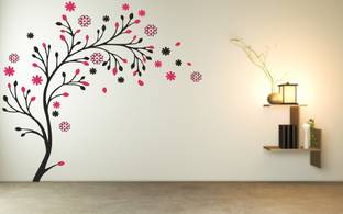 Decal Point 104 cm Beautiful Magic Tree with Flowers Wall Sticker ( PVC Vinyl, 104 X 106 ) Self Adhesive Sticker