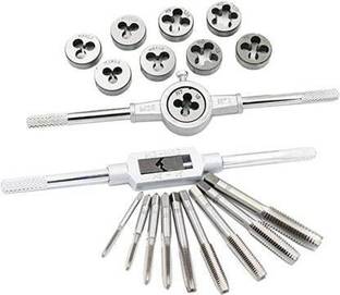 A&S TOOLSHOP 20pcs Tap & Die Set 1/16-1/2 Inch NC Screw Thread Plugs Taps Alloy Steel Hand Screw Taps Double Sided Pipe Wrench