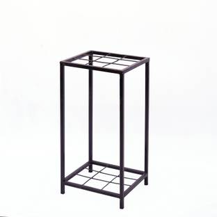 Hs Retail Modern Indoor & Outdoor 2 Tier Iron Planter Stand/Flower Shelf Display Rack Holder for Garden/Balcony/Flower Pot Stand for Corner Display/Window Planted Stand (12"x11"x23.5") (Black) Plant Container Set