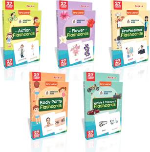 spartan kids My First Preschool Action Flash cards, Flower Flash cards, Professional Flash cards, Body Parts Flash cards, Vehicle and Transport Flash cards (Combo Pack) Easy & Fun way of Learning-3yr-6yr Kids (Set of 5)