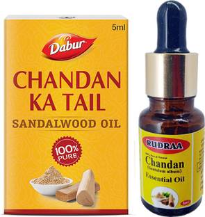Dabur Chandan Ka Tail (Sandalwood Oil ) And Rudraa Chandan Essential Oil Combo Pack each 5 ml
