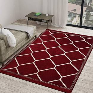 Flipkart SmartBuy Maroon Chenille, Polypropylene Area Rug