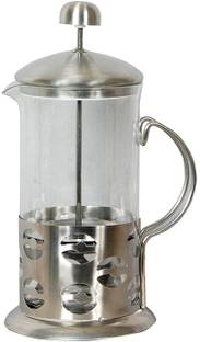 3d Creations Glass French Press Coffee Plunger, 3 Part Superior Filter Bpa(Clear and Silver Handle, 600ml) 6 Cups Coffee Maker