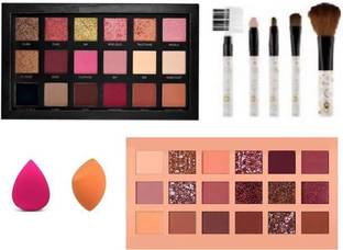 BR Belle Rosa Multicolor eyeshadow pack of 2 item in one with 2 puff & 5 brush set