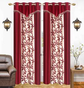 Ville Style 214 cm (7 ft) Door Polyester Semi Transparent Curtain (Pack Of 2)