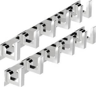 StorEasy Pack Of 2-Classic Glossy 6 Pin Cloth Hanger Bathroom Wall Door Hooks For Hanging keys,Clothes Holder Door Hanger