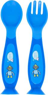 Buddsbuddy Premium BPA Free Suction Spoon and Fork (2 Pcs)  - Silicon