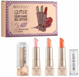 SWISS BEAUTY Glitter Color Change GEL Lipstick Pink & Orange