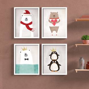 पेंटिंग मंत्रा Set of 4 Framed Poster Art Print for Living Room डिजिटल रीप्रिंट 11 inch x 9 inch पेंटिंग