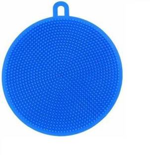 Synergy 1 Pcs Silicone Washing Sponge Antibacterial Silicone Scrubber Fruit and Vegetable Washing Brush Round Scrubber Pad Multipurpose Silicone washing Tools for Kitchen Scrub Sponge