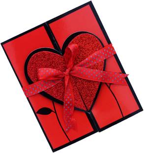 Gaurangi Rose Valentines Day Greeting Card / Valentine's Day Gift / Gift For Boyfriend For Valentines Day /Valentines Day Special Glitter Greeting Card for Byfriend (pack of 1) Greeting Card