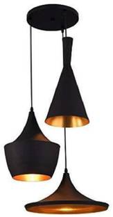 Groeien 3-Light Industrial Black Finish Metal Shade Hanging Pendant Ceiling Lamp Fixture Tulip Cone Disc (Black) Pendant Lamp Ceiling Lamp