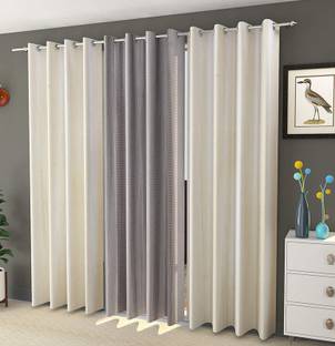 Kraftiq Homes 152 cm (5 ft) Polyester Room Darkening Window Curtain (Pack Of 3)