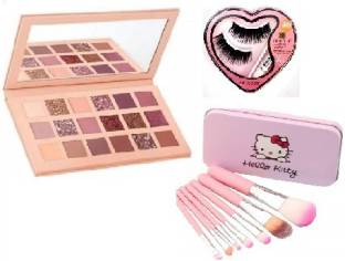 Lyffa Nude Professional Eyeshadow & Hello Kitty Soft Makeup Brushes & Eye Lashes 18 ml