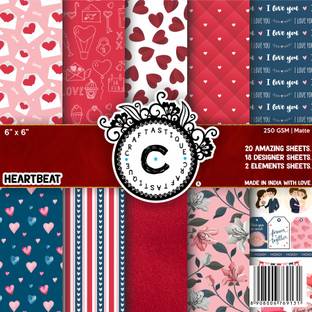 Craftastique Heartbeat Love Designer 6 x 6 inches 250 gsm Craft paper