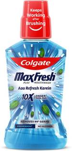 Colgate Maxfresh Plax Antibacterial Mouthwash, 24/7 Fresh Breath - Peppermint Fresh